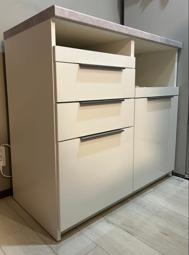 パモウナ　食器棚　キッチンカウンター　白　ホワイト　幅100cm