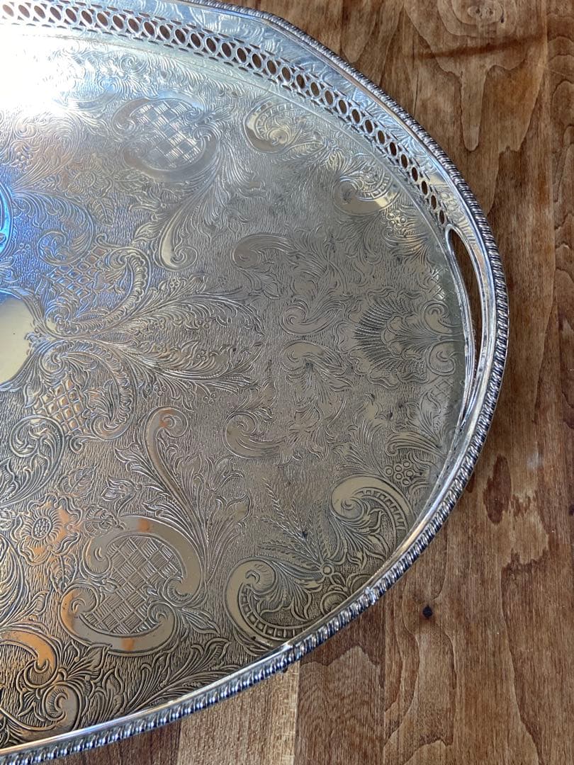 英イギリス アンティーク SILVER PLATE トレイ