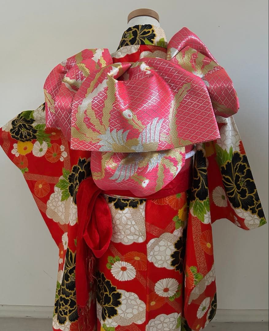 7歳　七五三　正絹着物　帯　帯揚げ　帯締め　しごき　セット