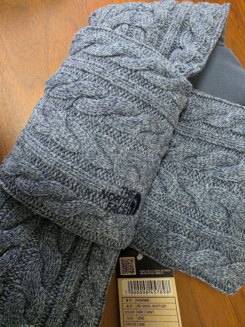 【新品未使用】ノースフェイス　韓国　マフラー　ネイビー