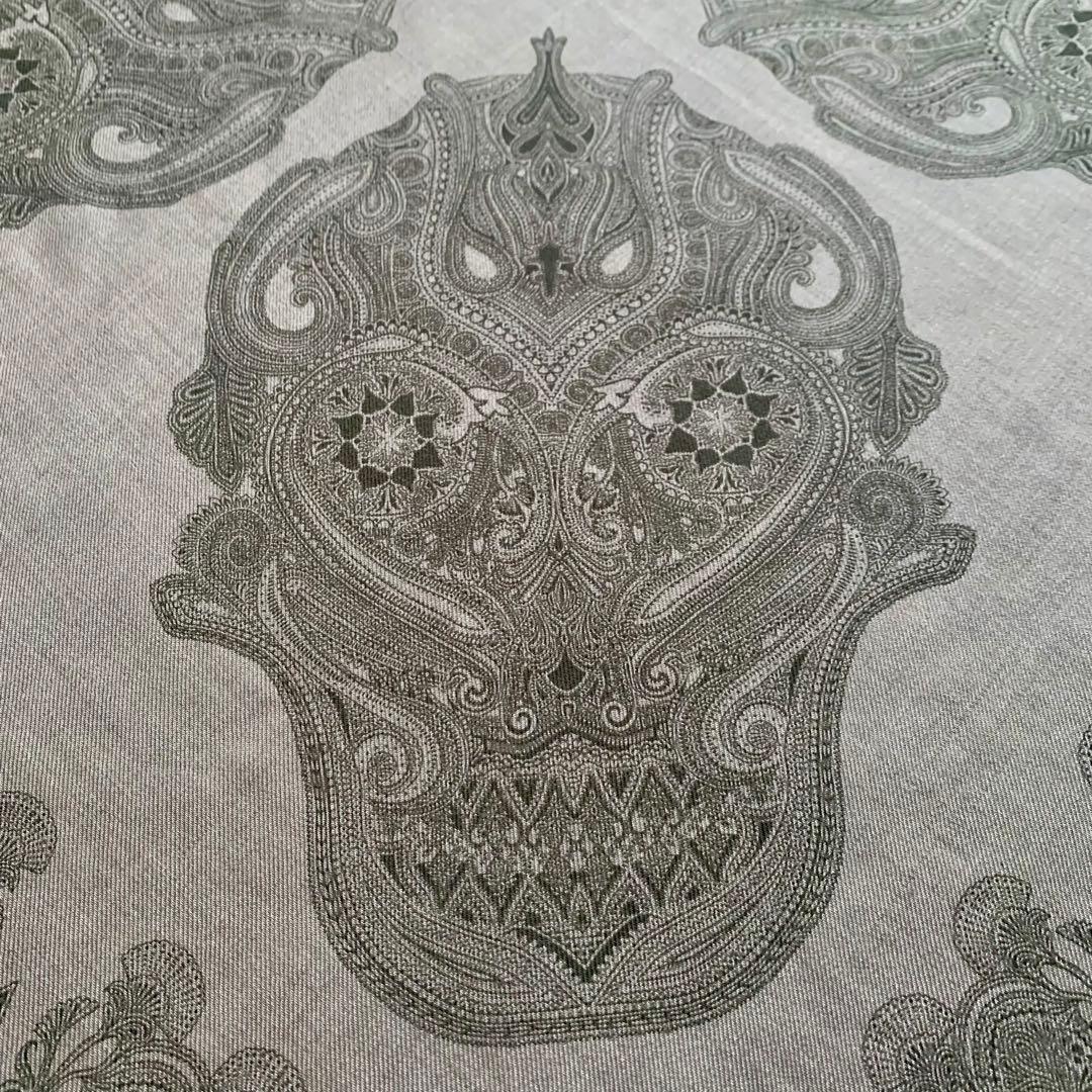 スカル柄レアデザイン美品✨絹カシミア入り高級ストール／アレキサンダーマックイーン