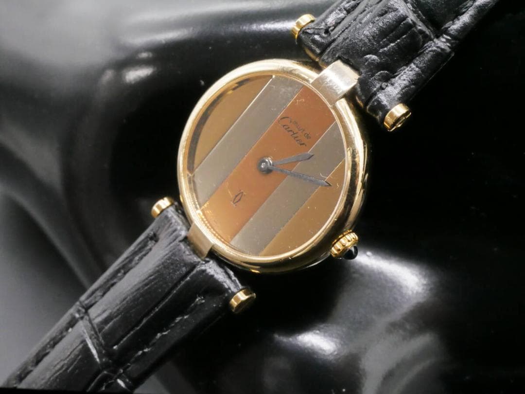 稼働中 カルティエ マストヴァンドーム SM SV925トリニティクォーツ腕時計