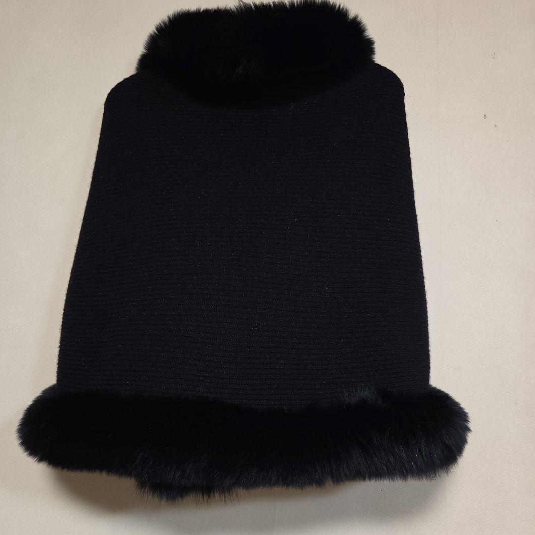 ★LANVIN　COLLECTION リアルファー付き ニットショール