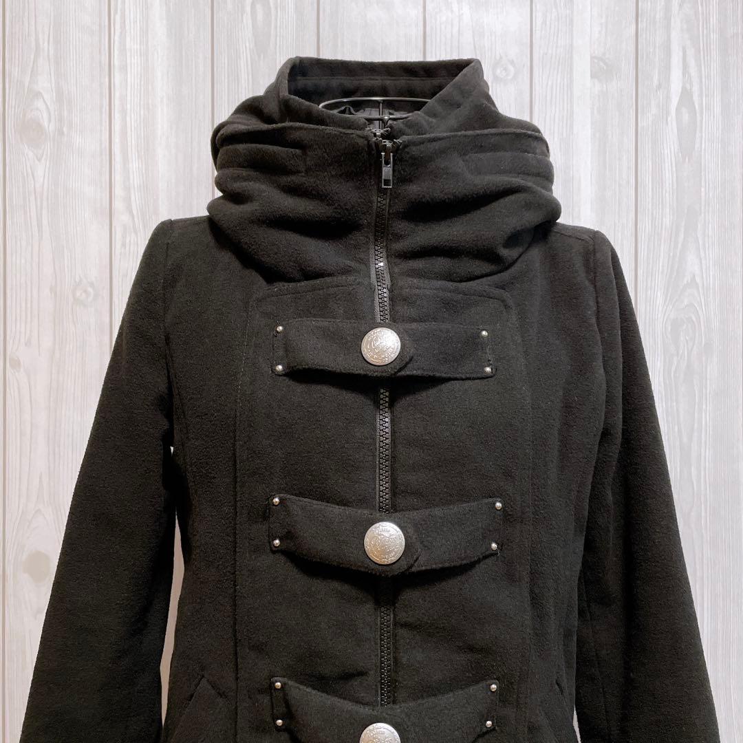 中綿 コート ジャケット 黒 平成ギャル y2k ダークコア パンク グランジ