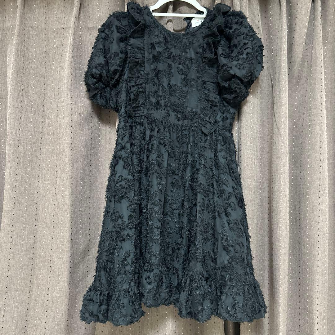 merry jenny ジャガードフレアミニワンピース ブラック