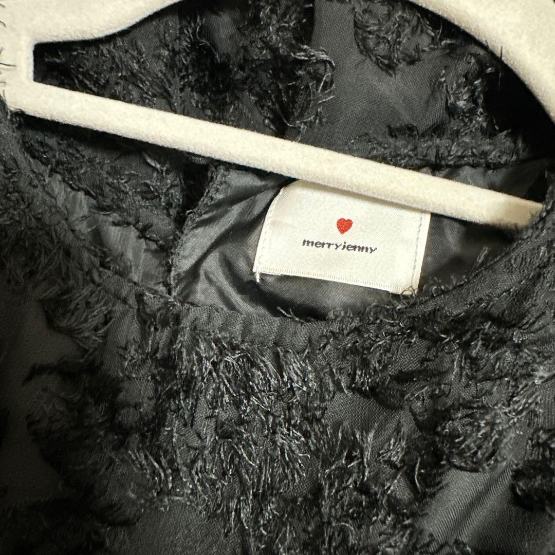 merry jenny ジャガードフレアミニワンピース ブラック