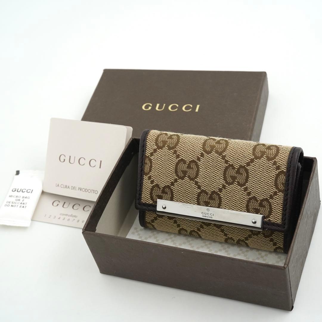 ✨未使用展示品・箱付き✨　GUCCI キーケース　キーリング　GGライン シマ