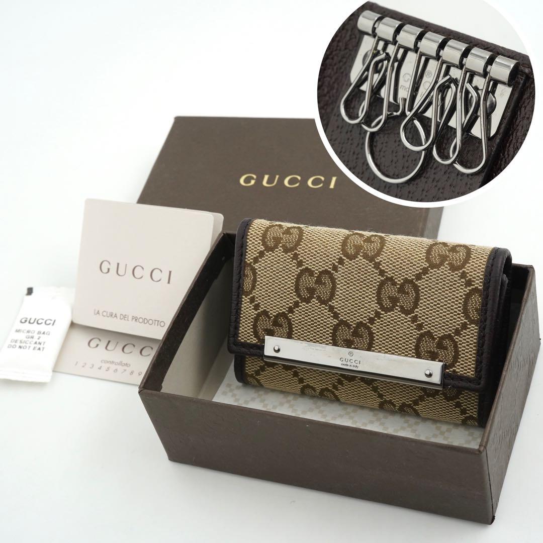 ✨未使用展示品・箱付き✨　GUCCI キーケース　キーリング　GGライン シマ