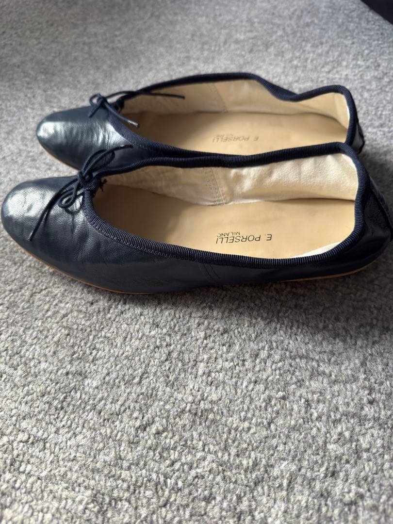 ポルセリ38 ネイビー　PORSELLI バレエシューズ　未使用
