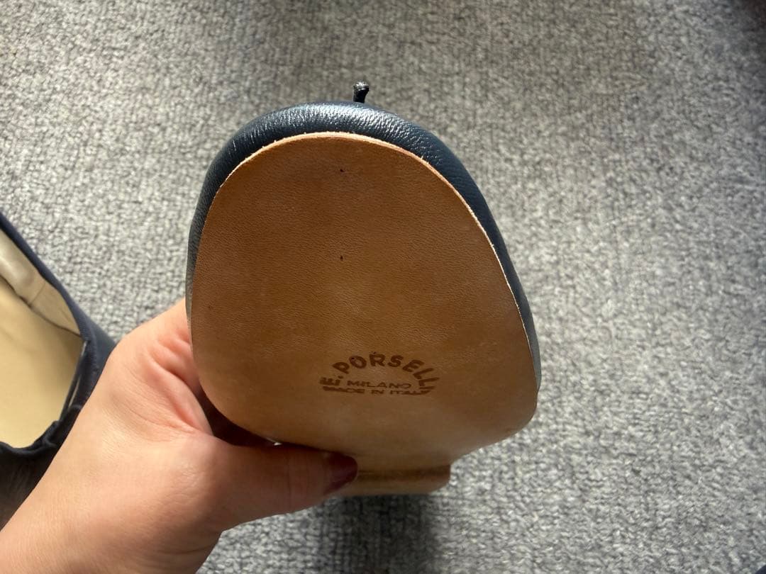 ポルセリ38 ネイビー　PORSELLI バレエシューズ　未使用