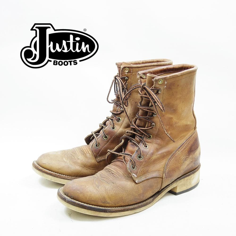28cm Justin 編み上げブーツ ヴィンテージ ジャスティン　P4325