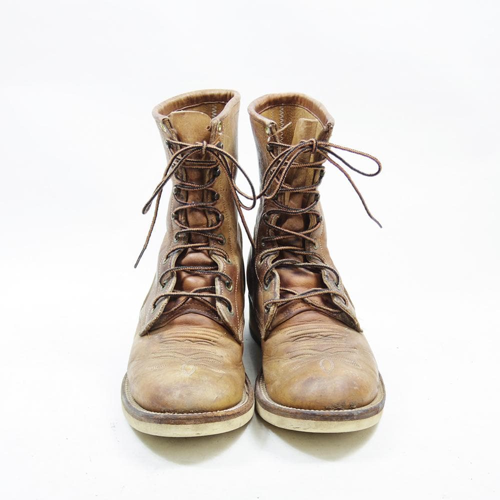 28cm Justin 編み上げブーツ ヴィンテージ ジャスティン　P4325