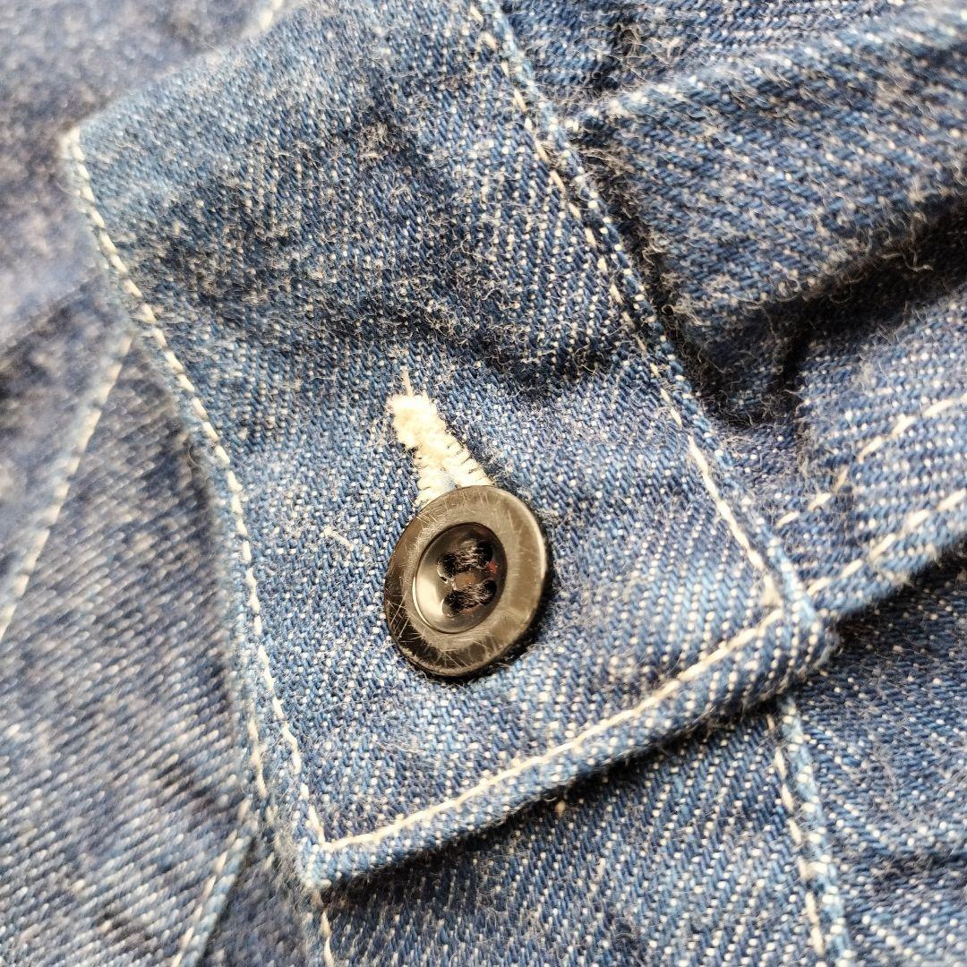 【美品】DANTON ダントン　ノーカラーデニムジャケット　ビショップ