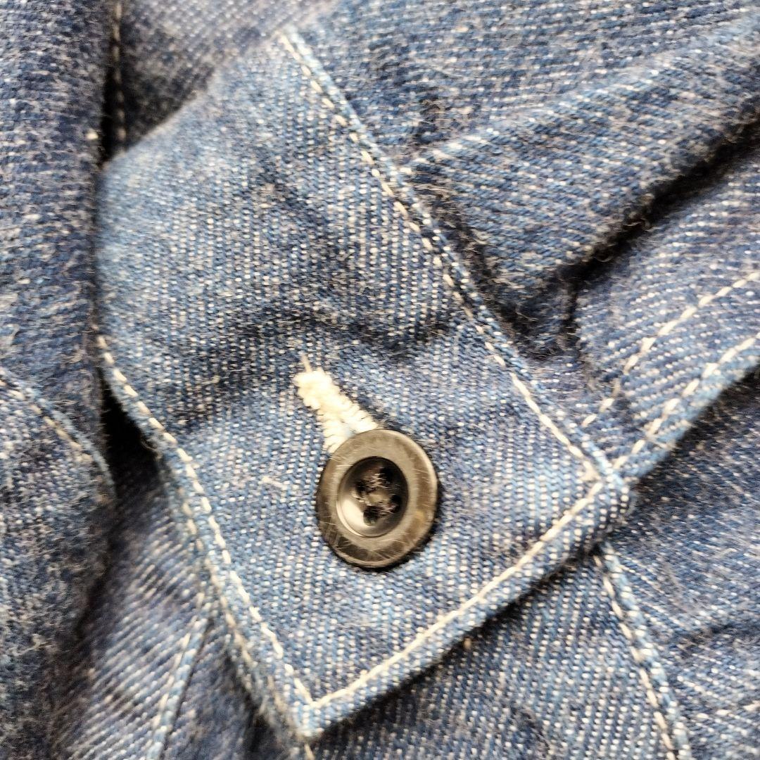 【美品】DANTON ダントン　ノーカラーデニムジャケット　ビショップ