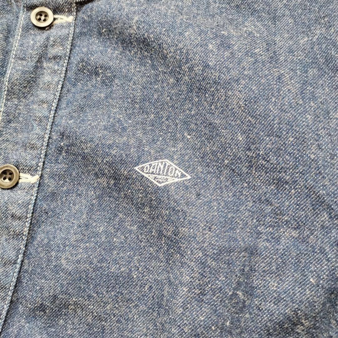 【美品】DANTON ダントン　ノーカラーデニムジャケット　ビショップ