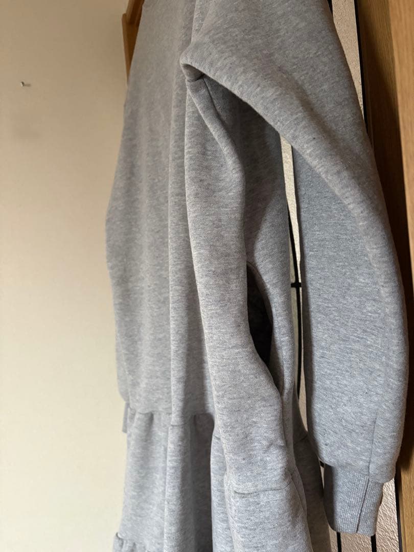 plusOTO.HA裏起毛ティアードスウェットワンピース/グレー