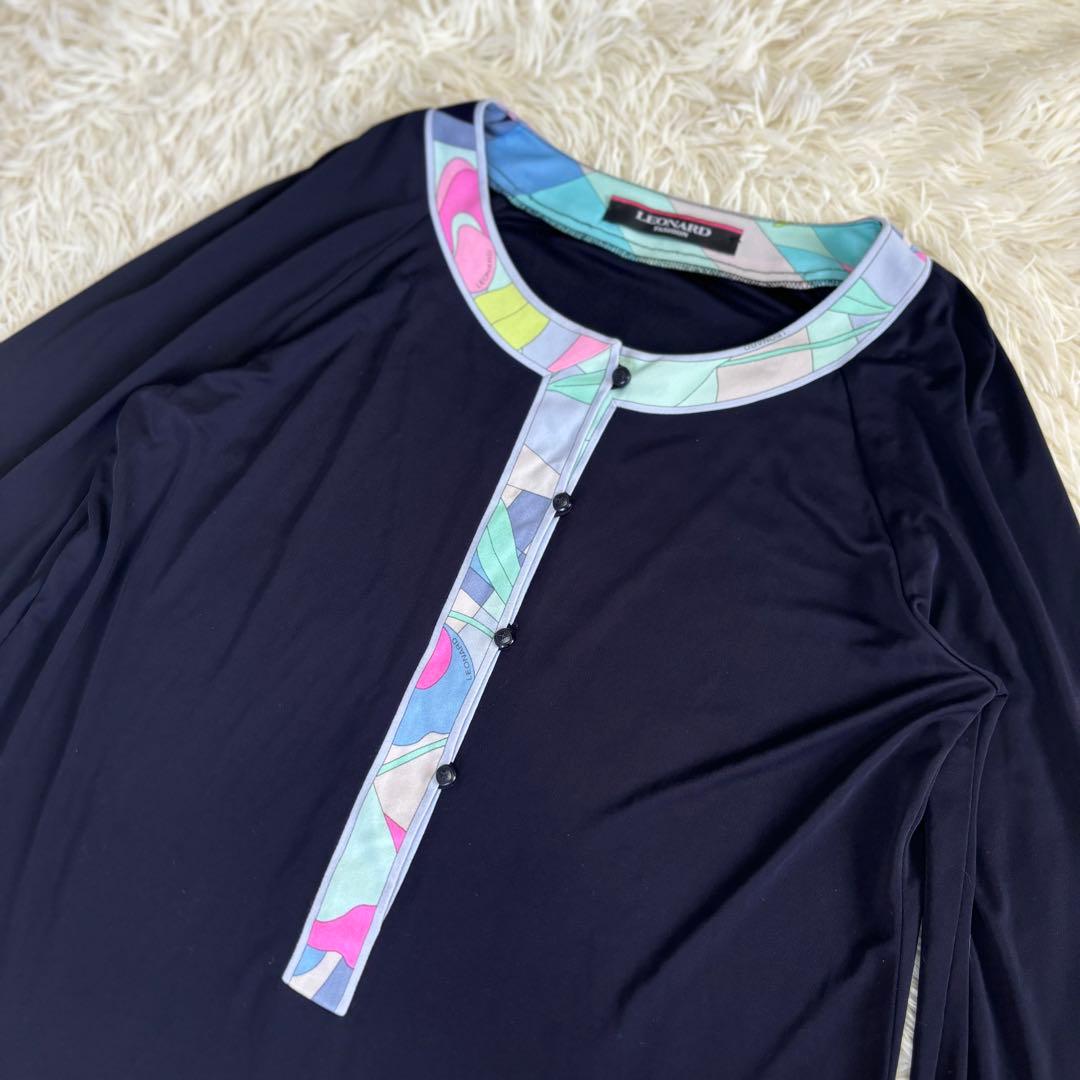 レオナール　チュニック　カンカン素材　ネイビー　サイズ3