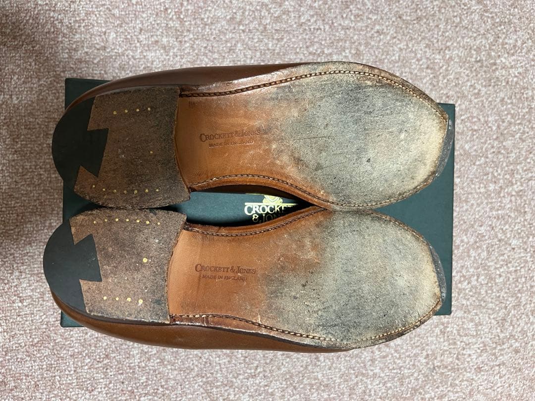 Crockett&Jones コットンキャンバス×カーフ コンビローファー