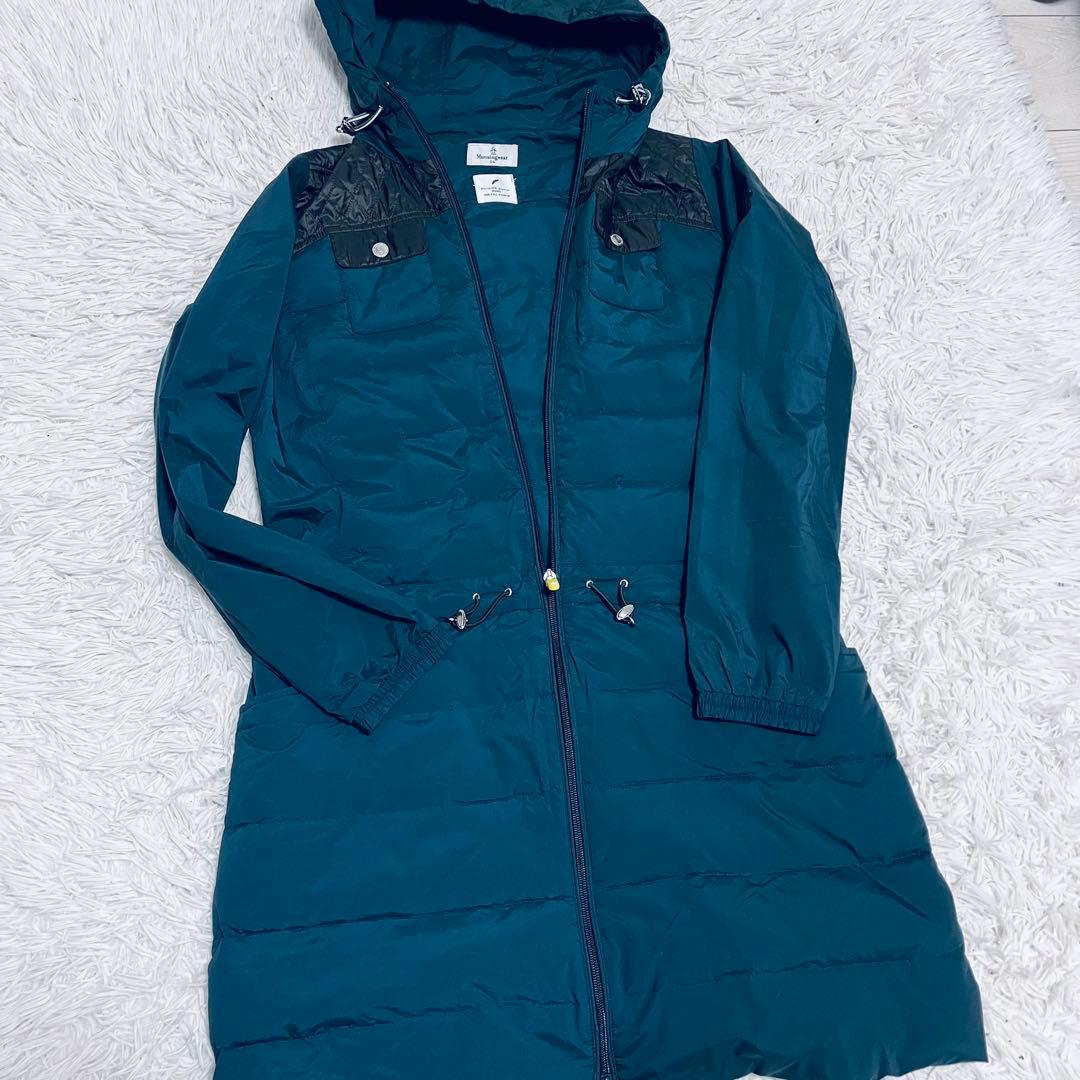 ダークグリーンダウンジャケット フード付き レディース