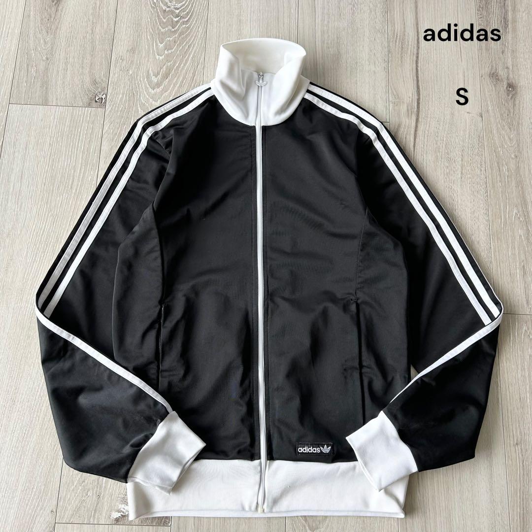 adidas アディダス トラックジャケット ジャージ 黒白 S 襟高