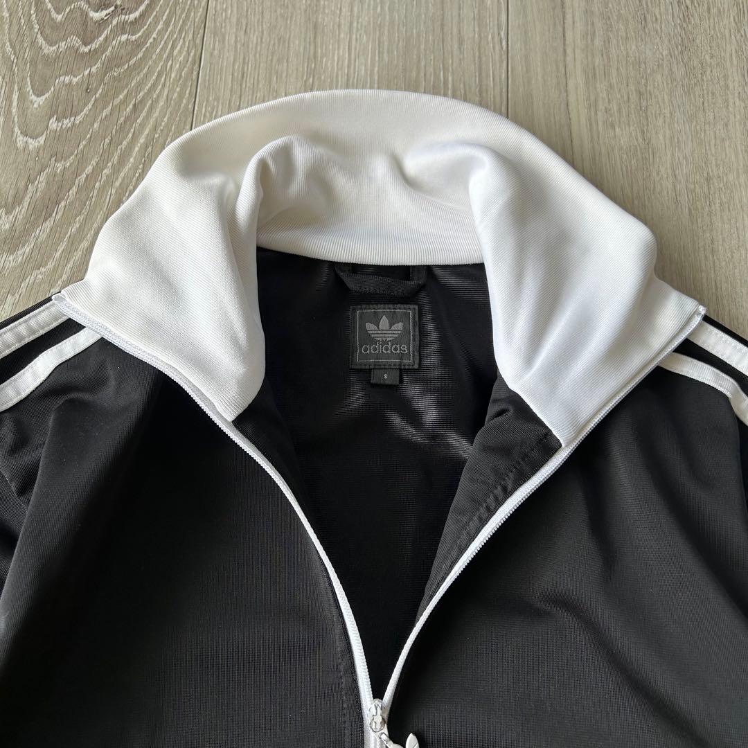 adidas アディダス トラックジャケット ジャージ 黒白 S 襟高