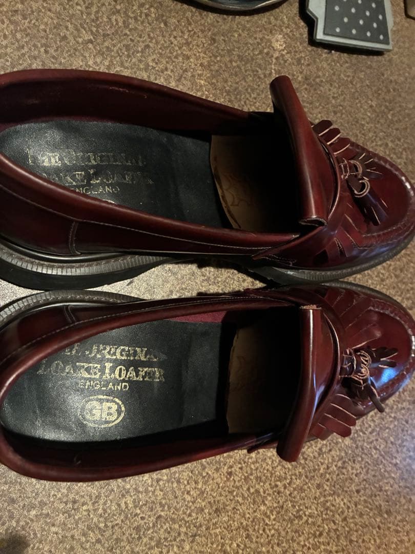 LOAKE ローク UK9 タッセルローファー バーガンディ シューツリー付