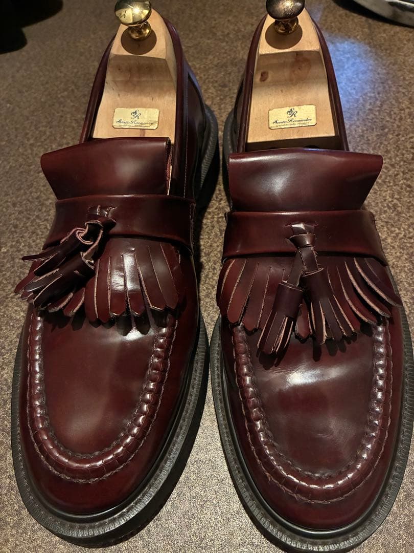 LOAKE ローク UK9 タッセルローファー バーガンディ シューツリー付