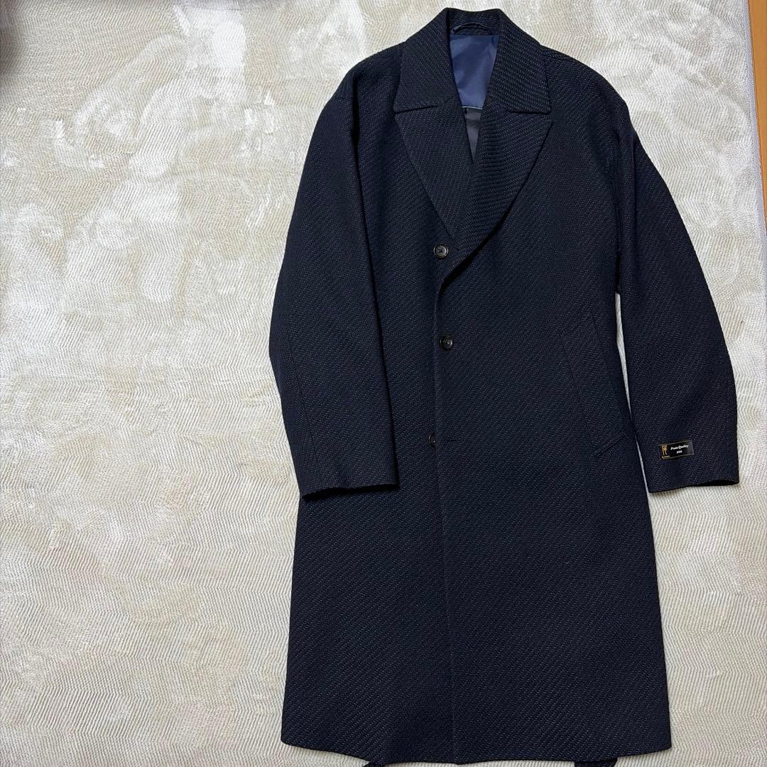 ［値引き終了]ネイビー ダブルブレスト チェスターコート