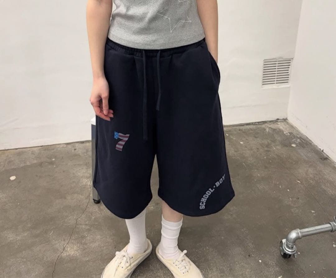 パンツ AEAE TRUNK LAYERED SWEATSHORTS [NAVY]