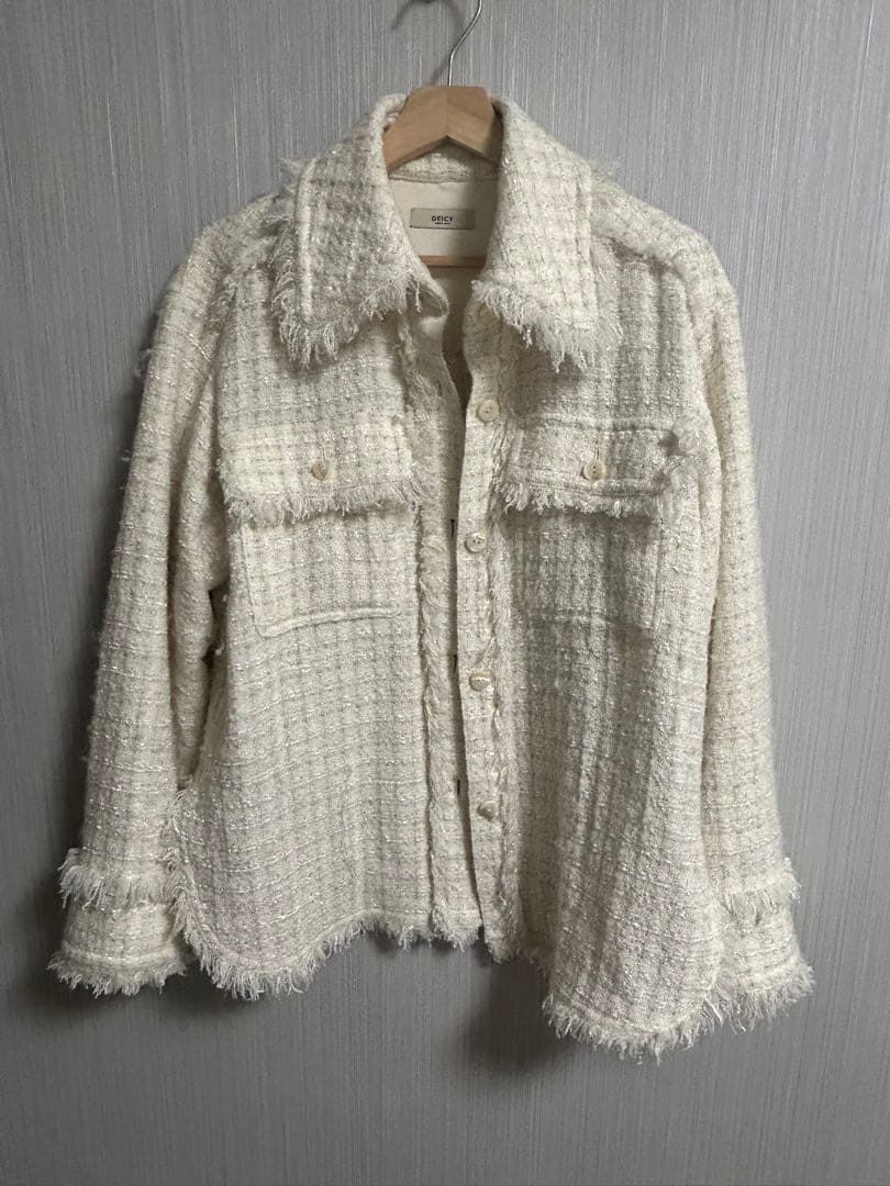 DEICY ラメmixツイードフリンジジャケット