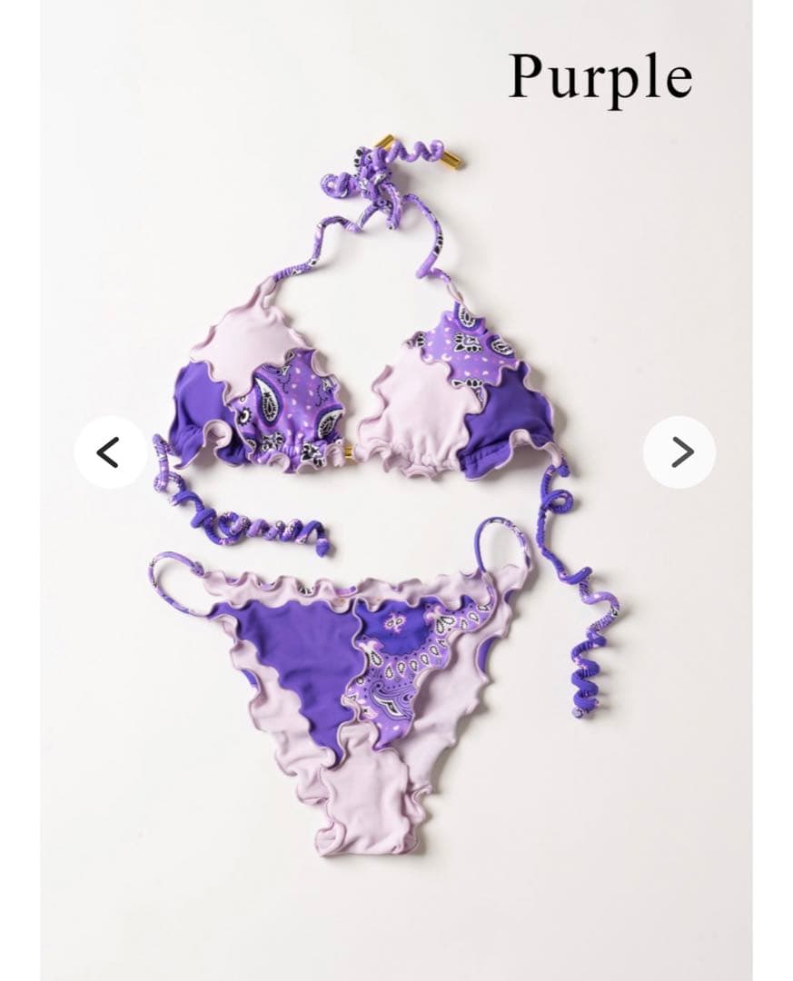 バンダナ柄　ペイズリー柄　パープル　ビキニ　紫　ギャル