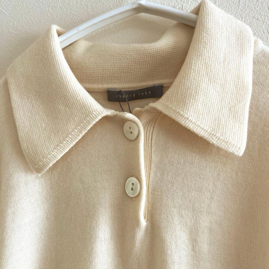 【美品】theory luxe セオリーリュクス　ポロニット　ショート丈　白