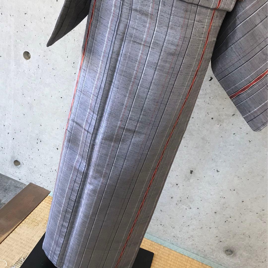 【ますいわ屋】正絹　縞柄の紬お着物　袷