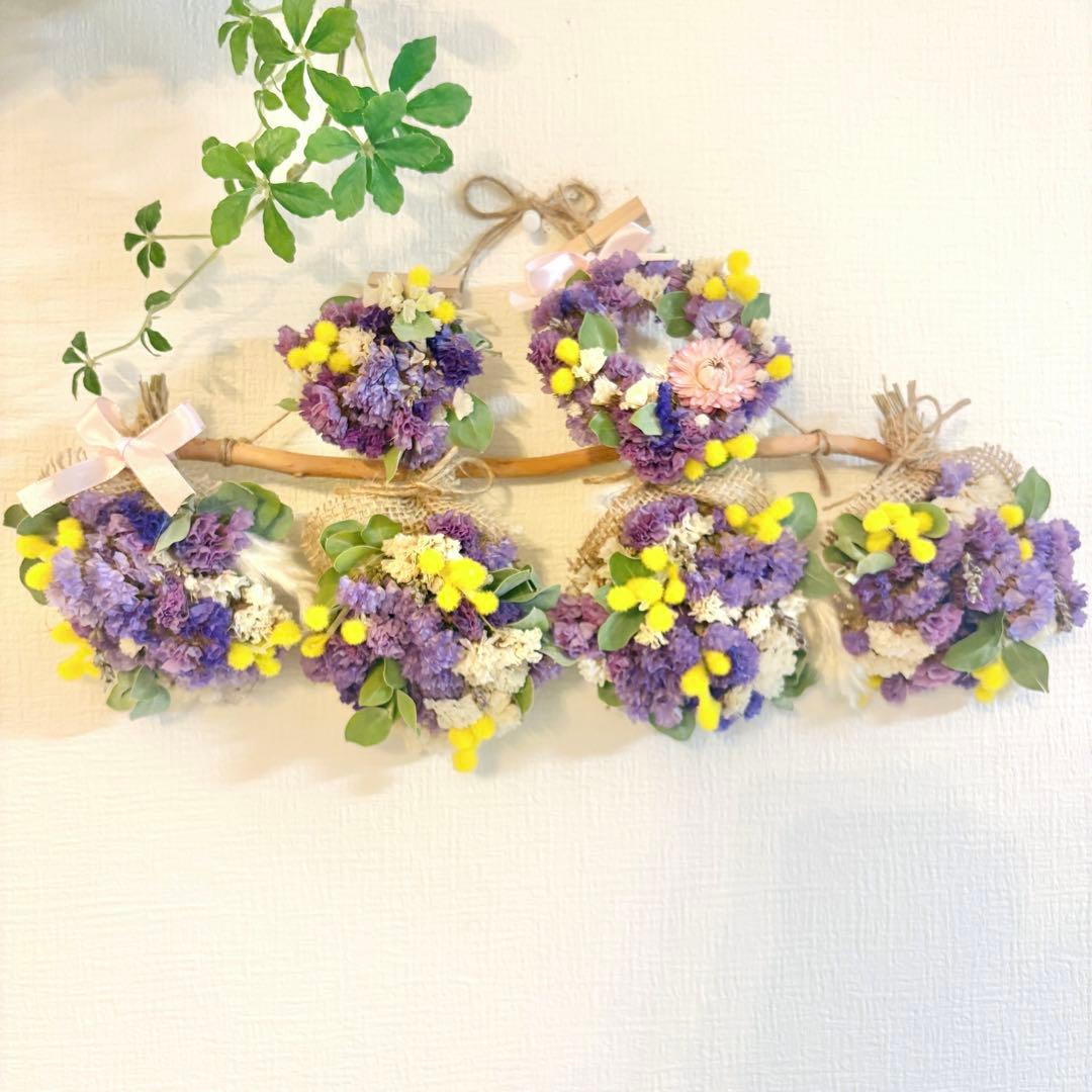 ドライフラワー スワッグ ガーランド リース 流木 ミモザ バラ