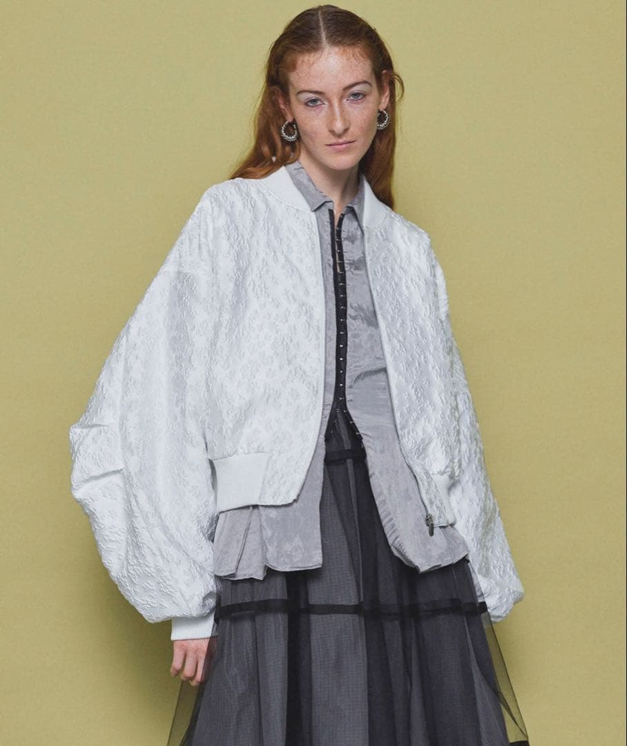 【美品】Maison Special ジャガードブルゾン　ホワイト