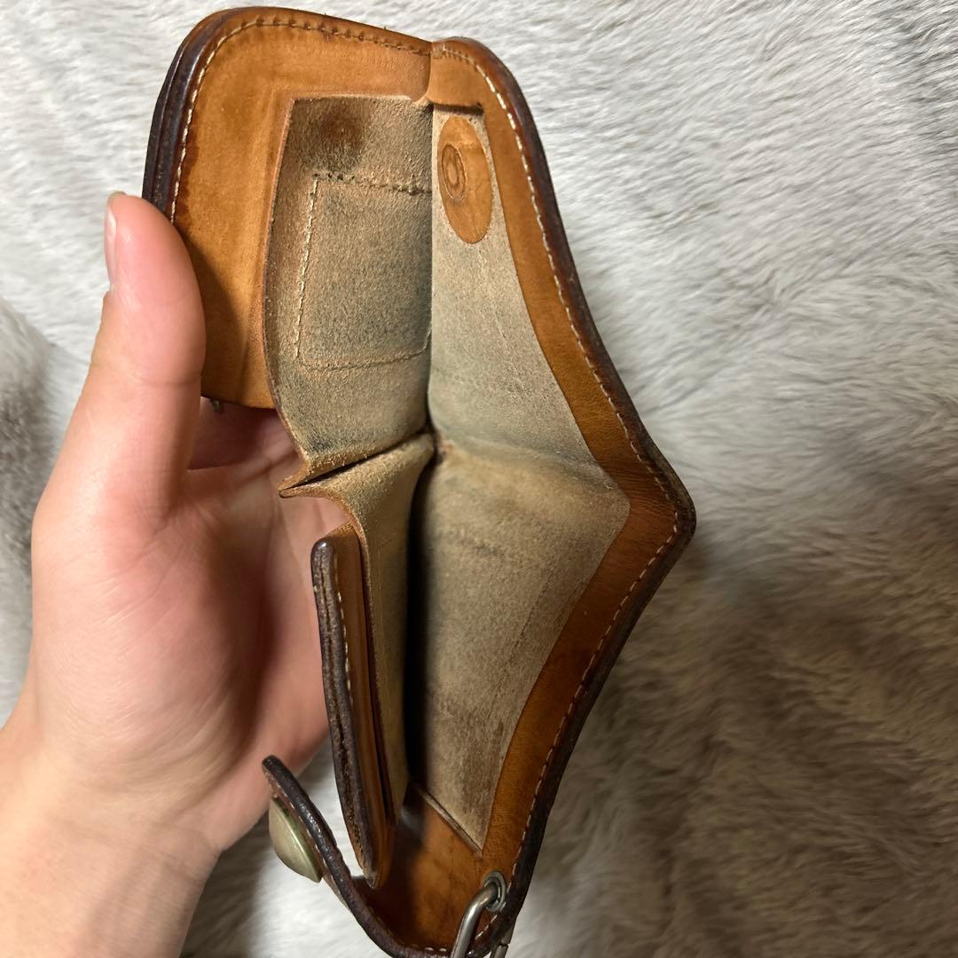 RED MOON 二つ折り財布　ブラウン　リトルウィングウォレットチェーン付き