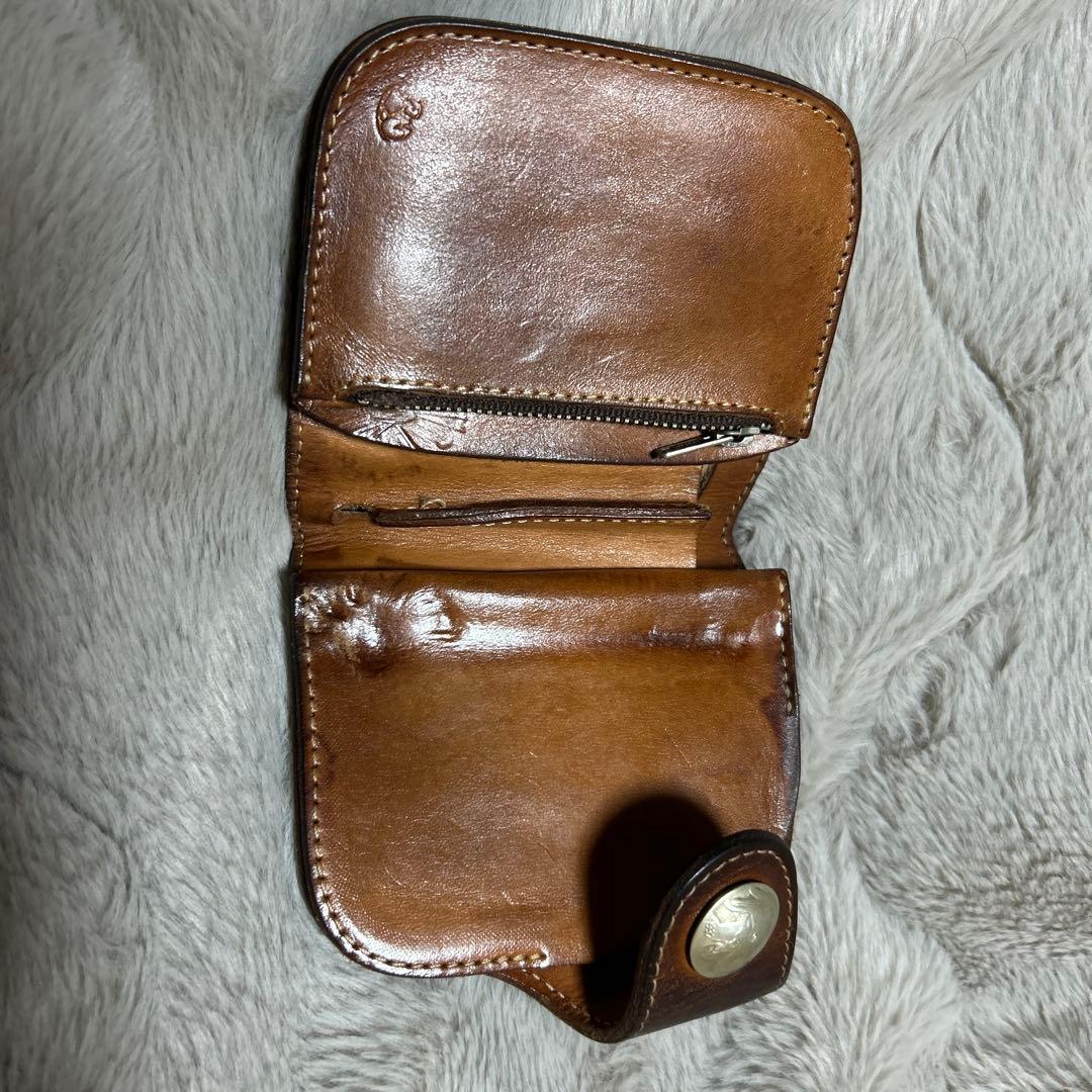 RED MOON 二つ折り財布　ブラウン　リトルウィングウォレットチェーン付き