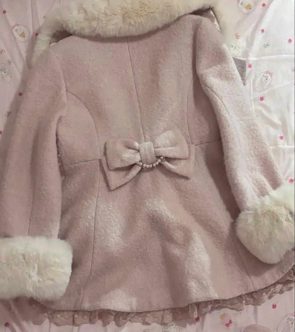 リズリサ LIZLISA ビジューリボンミニ丈Aラインコート ピンク 完売品