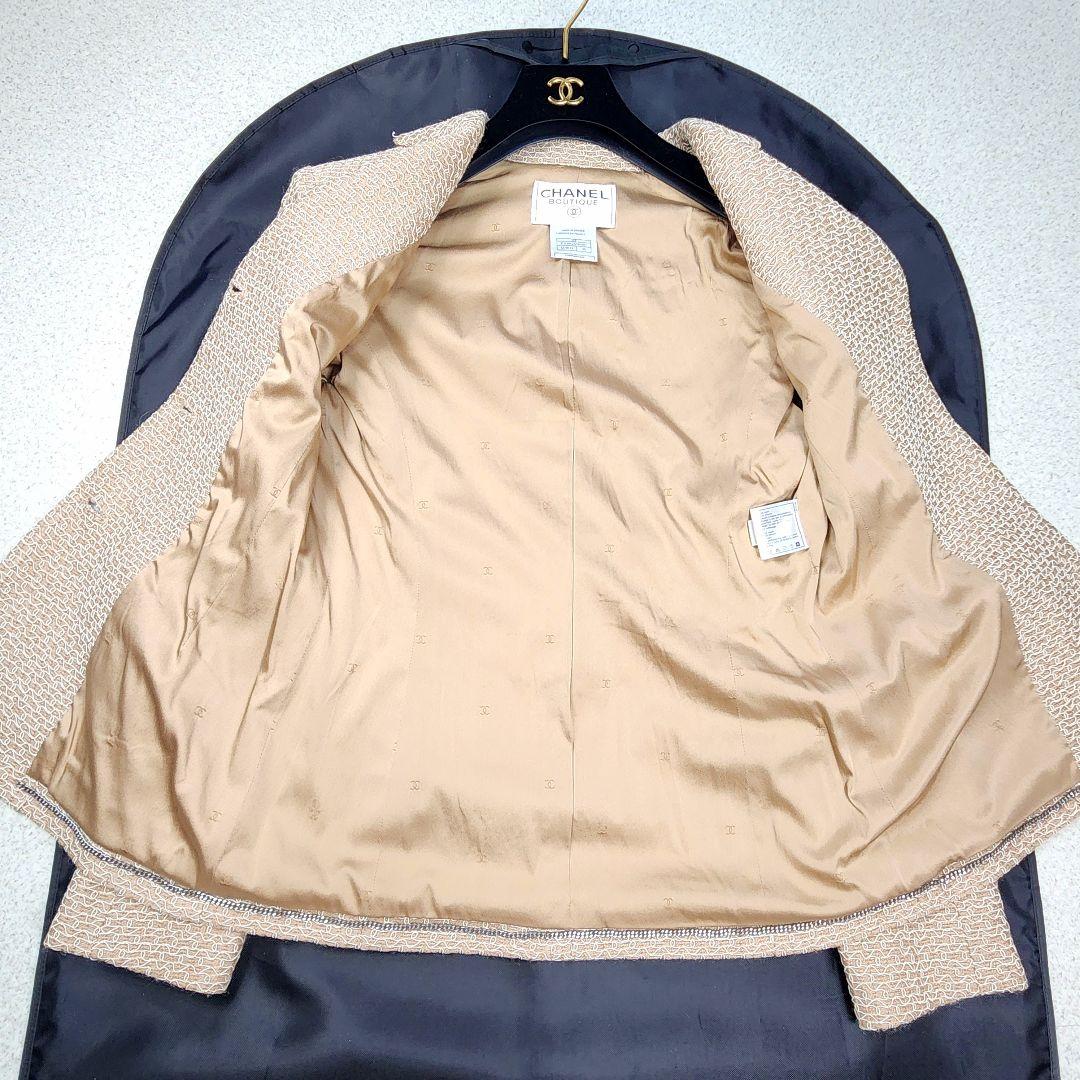 極美品✨CHANEL 98P ジャケット 刺繍 銀ボタン 38 ベージュ
