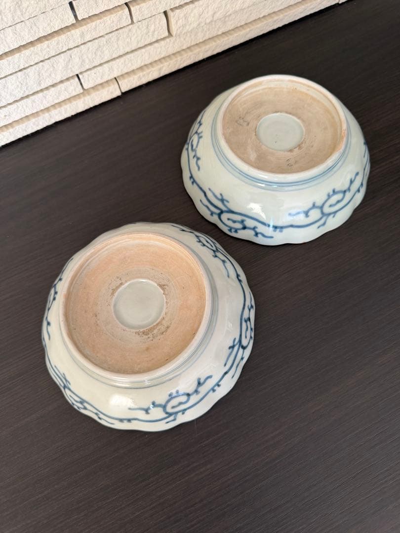 甲斐マロン 古伊万里 赤玉瓔珞紋 膾皿 二客他