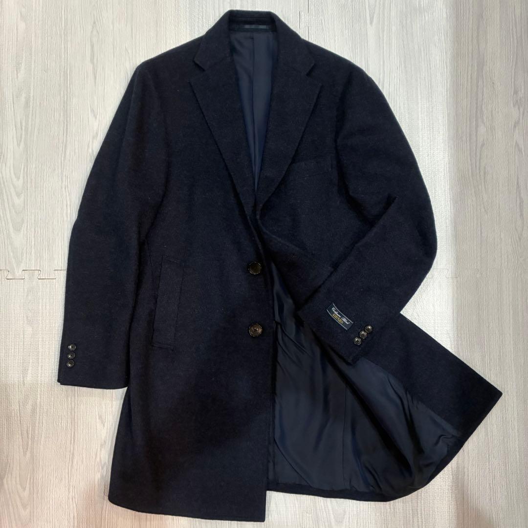 【美品】EDIFICEチェスターコートウールカシミヤ ネイビー