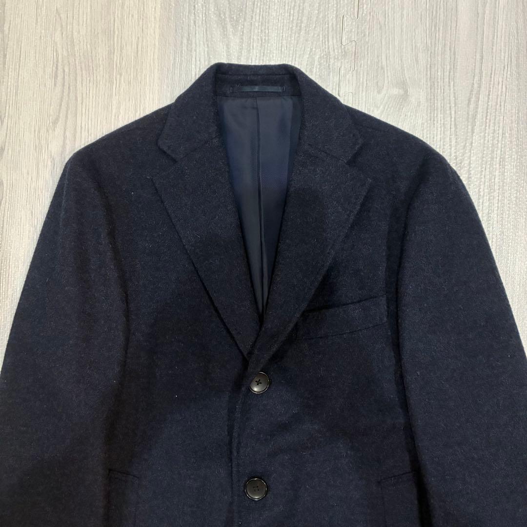 【美品】EDIFICEチェスターコートウールカシミヤ ネイビー