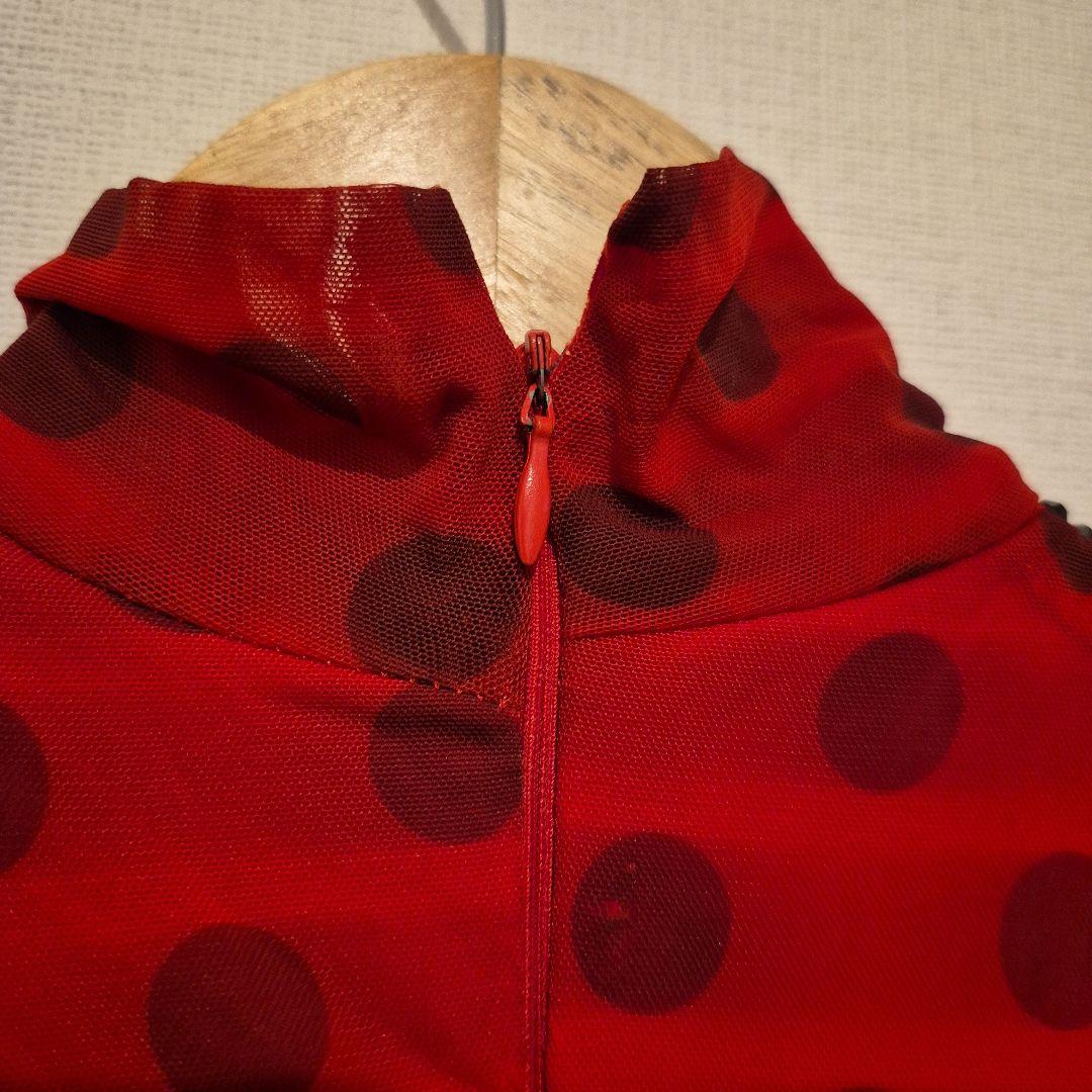 社交ダンス　スタンダードドレス　赤と黒の水玉模様ドレス　S～M