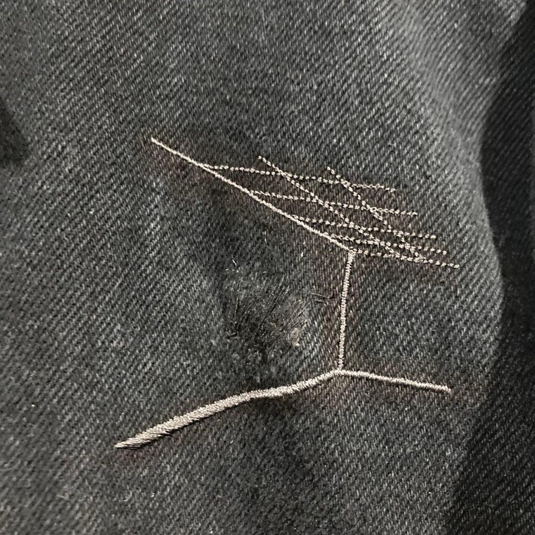 襟レザー gジャン ブラックデニム ジャケット XL リーバイス edifice