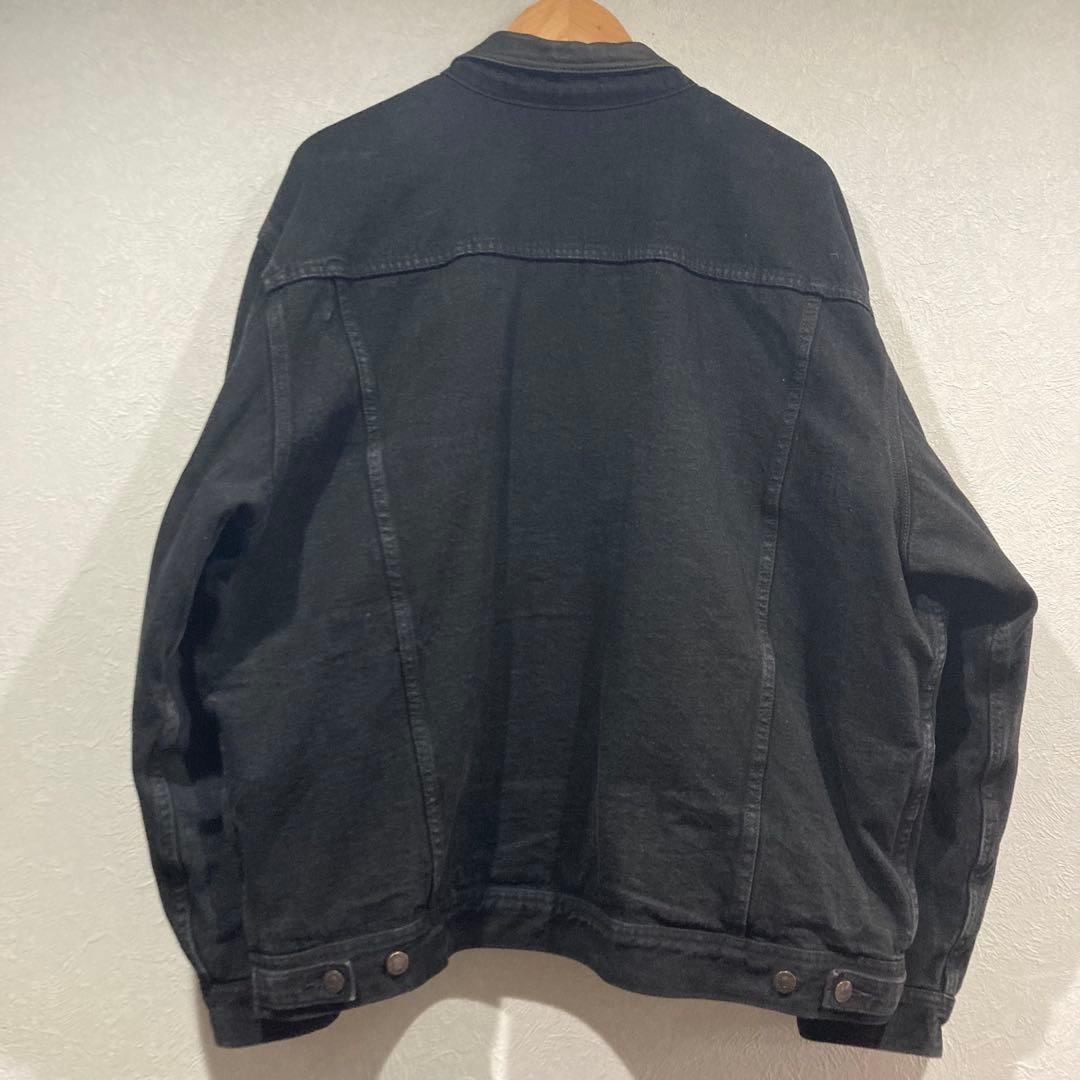 襟レザー gジャン ブラックデニム ジャケット XL リーバイス edifice