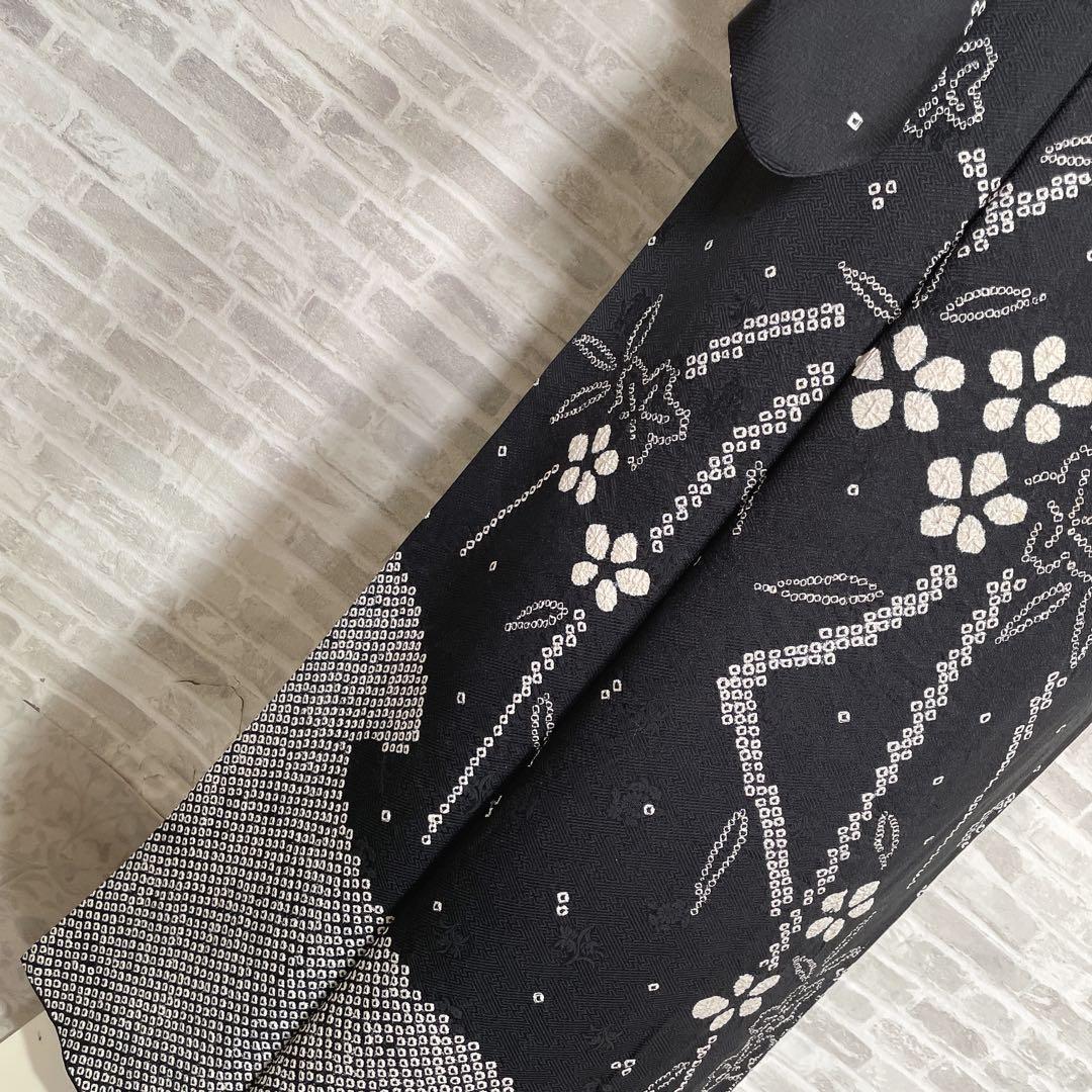 訪問着　フルセット　さくら　絞り　黒地　シックな雰囲気　入学式　卒業式　l2