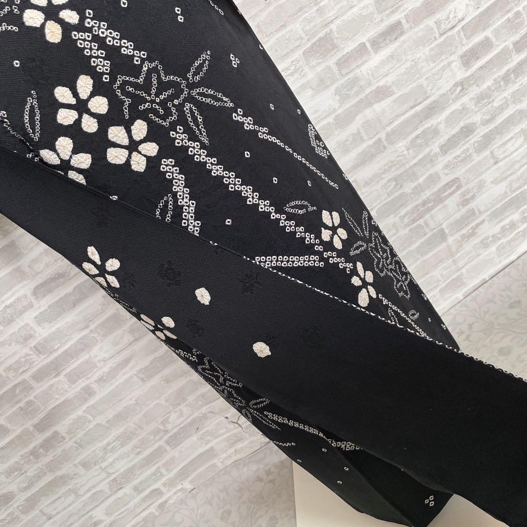 訪問着　フルセット　さくら　絞り　黒地　シックな雰囲気　入学式　卒業式　l2