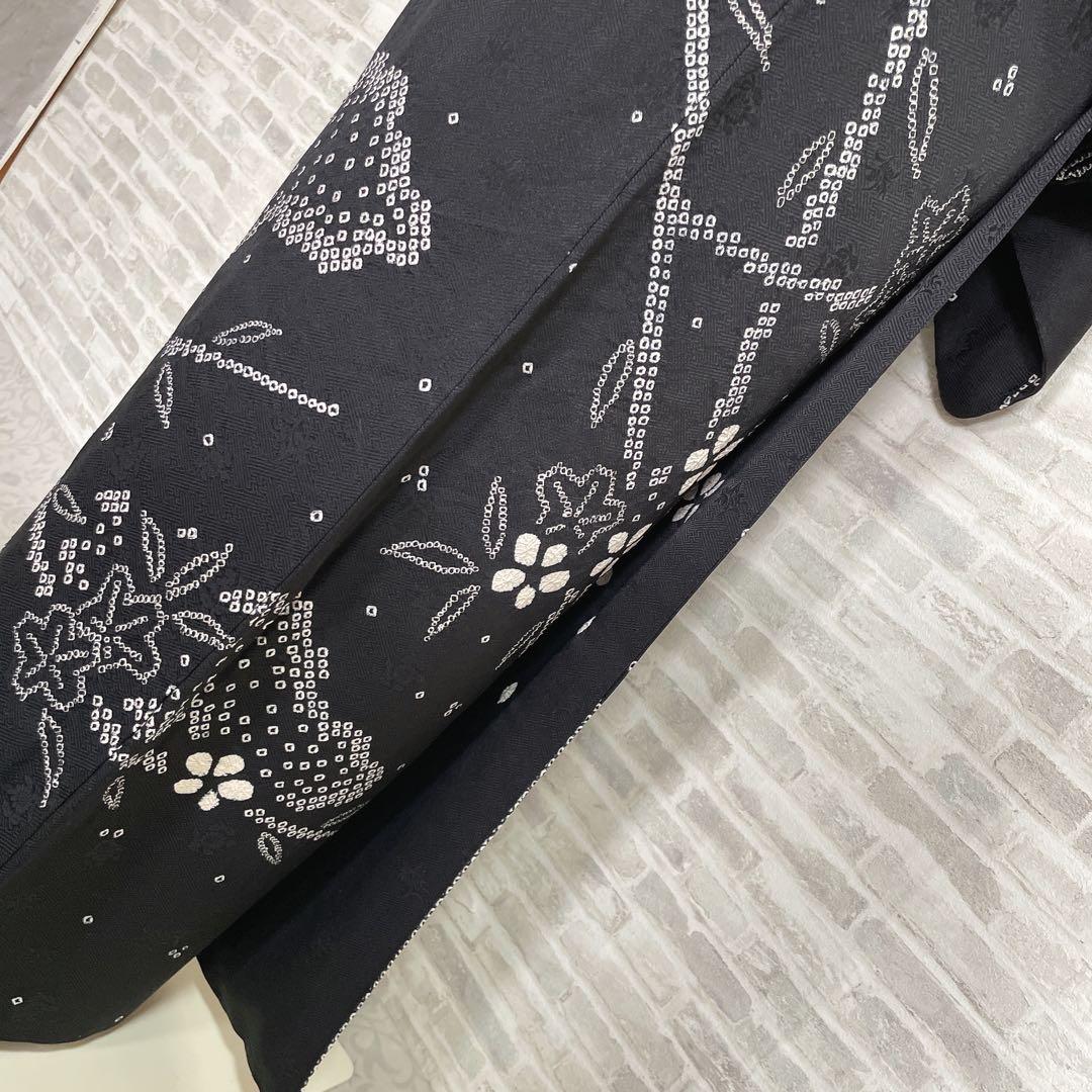 訪問着　フルセット　さくら　絞り　黒地　シックな雰囲気　入学式　卒業式　l2