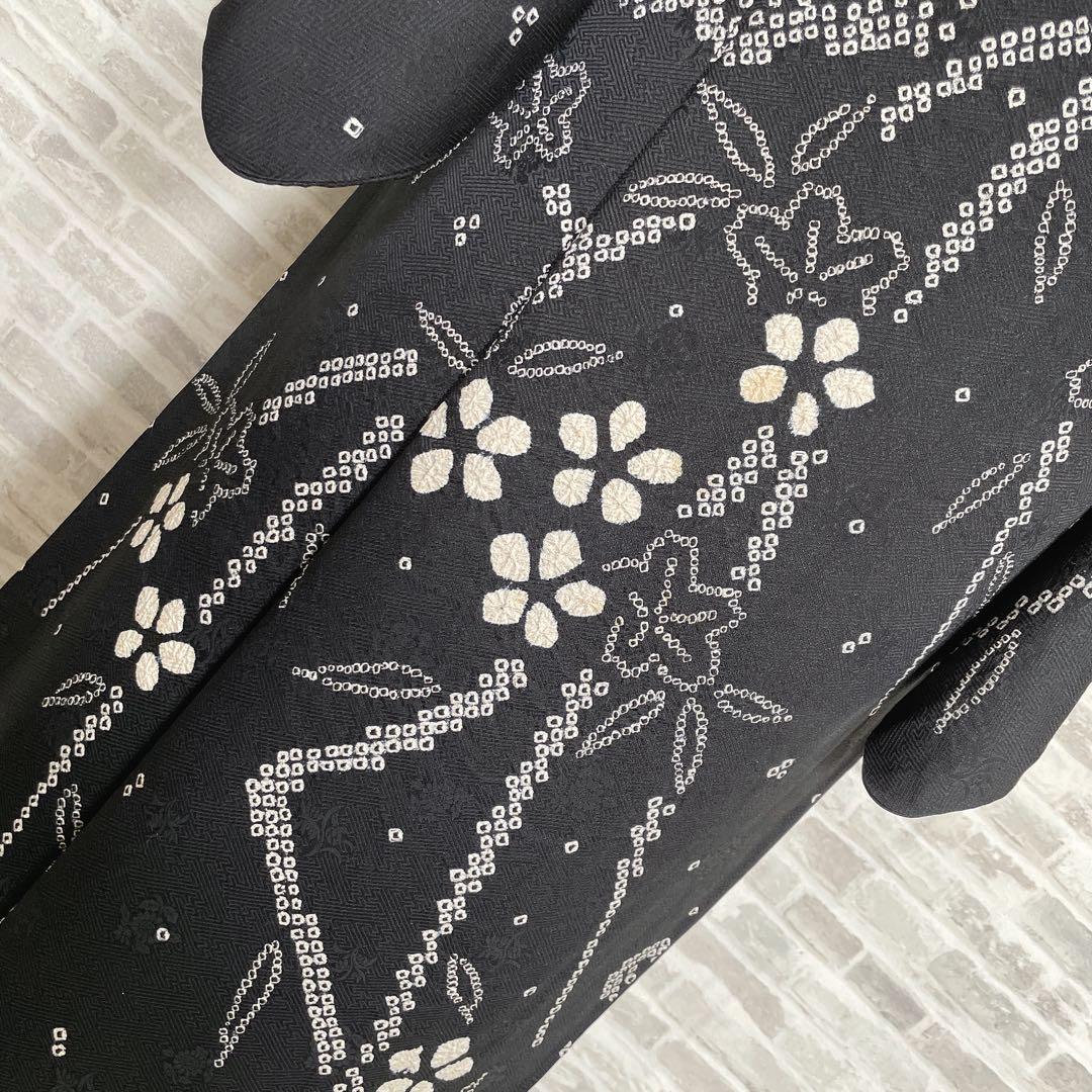 訪問着　フルセット　さくら　絞り　黒地　シックな雰囲気　入学式　卒業式　l2