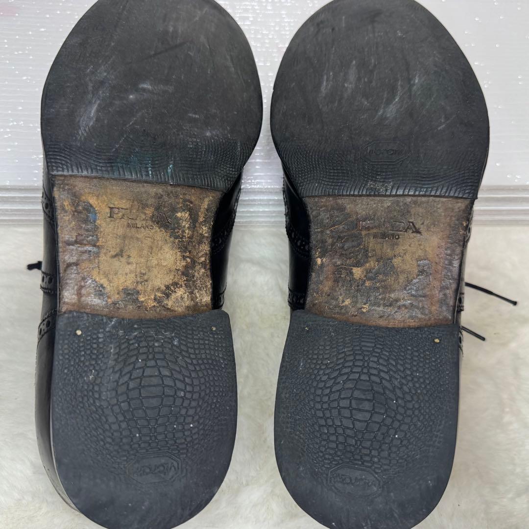 PRADA プラダ　革靴　ビジネスシューズ ウイングチップ 黒 26.5